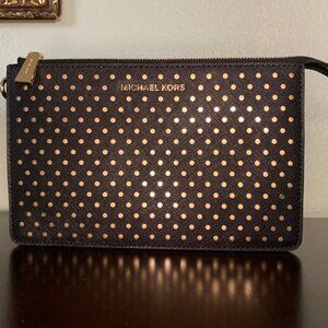 MICHAEL KORS black and gold clutch wallet